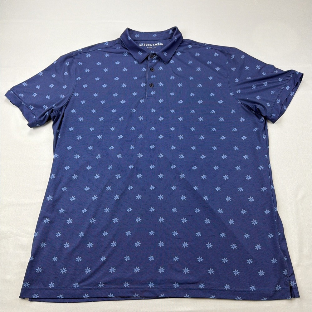 Mizzen & Main Polo Shirt Men's XL Classic Fit Polka Dot Geometric All Over Print
